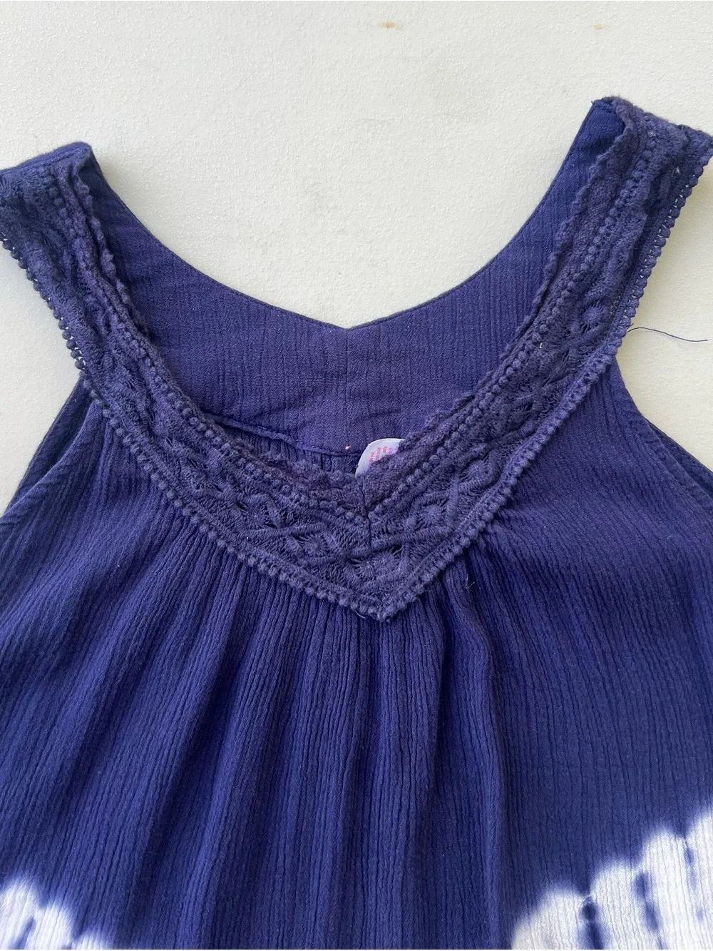 Justice Navy and White Tie-Dye Tank Dress